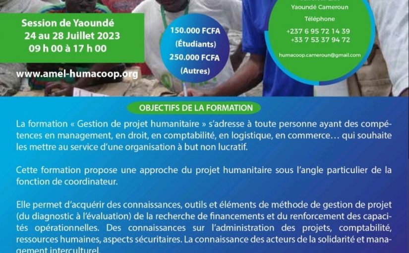 Formation Gestion de projet humanitaire Cameroun
